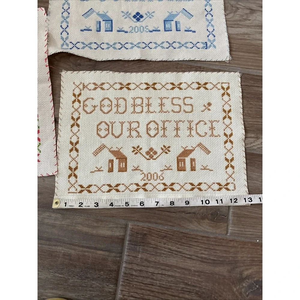 Lot‎ Of 3 Antique cross stitch samplers God Bless Our Home/office Homemade